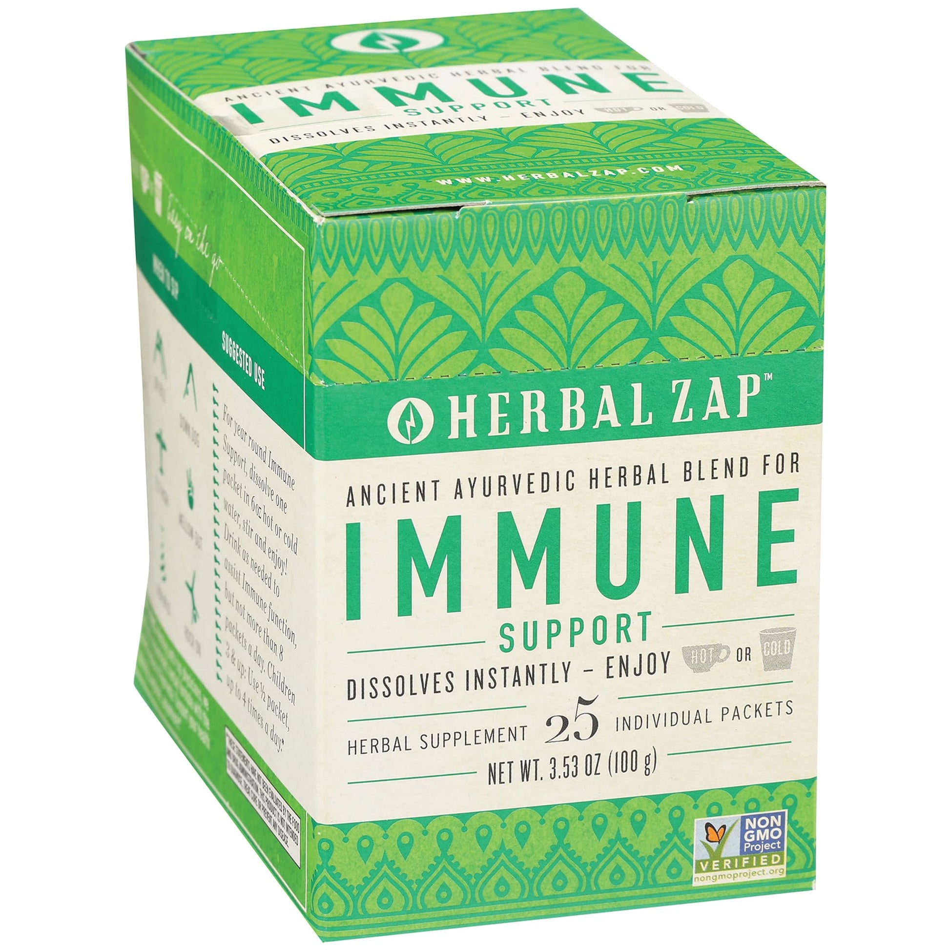 Herbal Zap! Immune Support Supplement Powder (25 Packets Per Box) – Ancient Ayurvedic Herbal Blend, Dissolves in Hot or Cold Water, 0.14 Oz Ea - dailyvitalstore