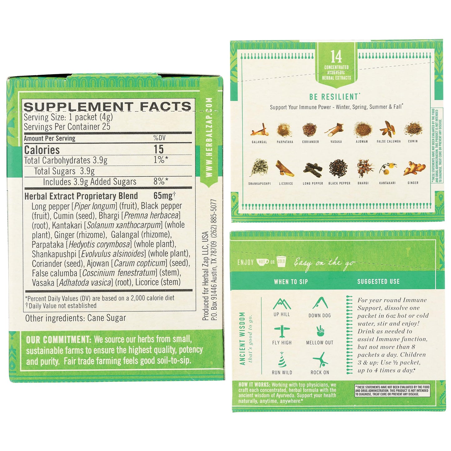 Herbal Zap! Immune Support Supplement Powder (25 Packets Per Box) – Ancient Ayurvedic Herbal Blend, Dissolves in Hot or Cold Water, 0.14 Oz Ea - dailyvitalstore