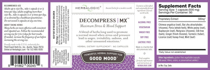 Herbalogic - Decompress MX Herb Capsules - Maximum Stress & Tension Relief - Reduces Anger & Moodiness, Positive Mood Support - Based on the Traditional Chinese Formula Xiao Yao San - 90 Cap Count - dailyvitalstore