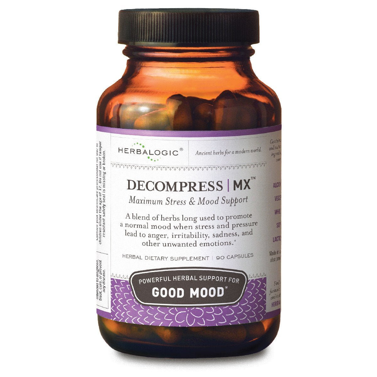 Herbalogic - Decompress MX Herb Capsules - Maximum Stress & Tension Relief - Reduces Anger & Moodiness, Positive Mood Support - Based on the Traditional Chinese Formula Xiao Yao San - 90 Cap Count - dailyvitalstore
