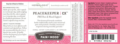 Herbalogic - Peacekeeper CX Herb Capsules - Reduces PMS Related Mood Swings - Reduces Cramps & Pain Associated with Monthly Periods - Contains Turmeric & Corydalis - 30 Cap Count - dailyvitalstore