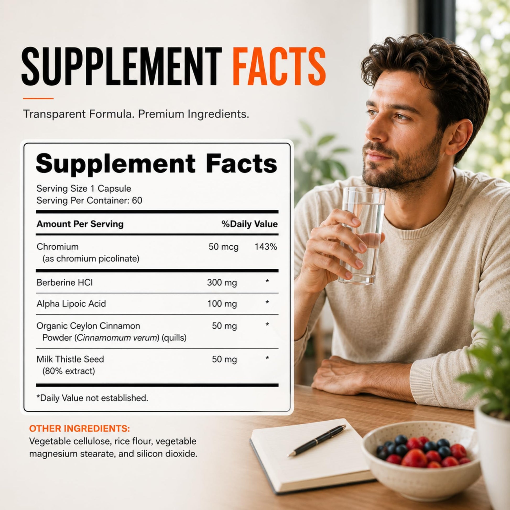 HerbaMe Berberine Supplement with Ceylon Cinnamon, Chromium, Alpha Lipoic Acid, Metabolic Care Supports Metabolism & Cardiovascular Health and Immune System - dailyvitalstore