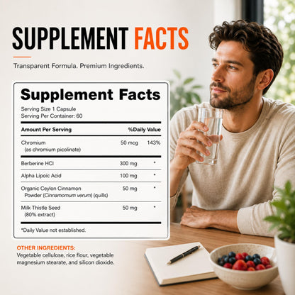 HerbaMe Berberine Supplement with Ceylon Cinnamon, Chromium, Alpha Lipoic Acid, Metabolic Care Supports Metabolism & Cardiovascular Health and Immune System - dailyvitalstore