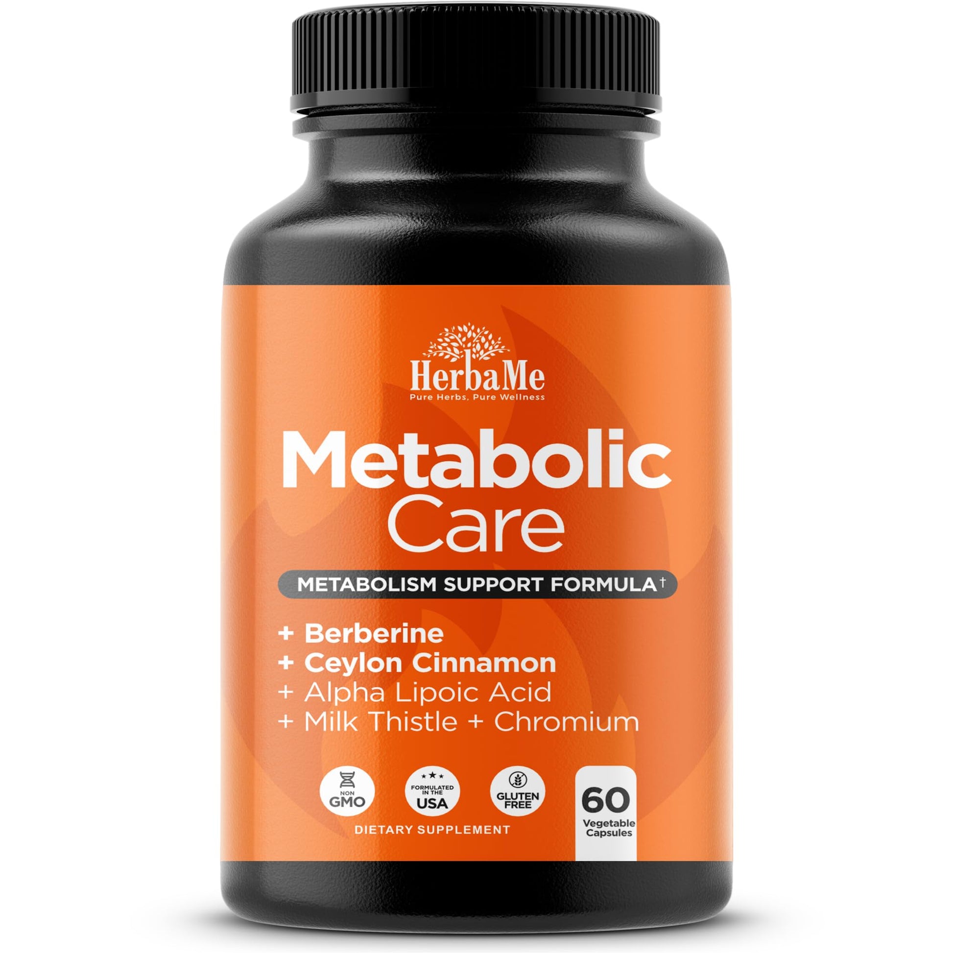 HerbaMe Berberine Supplement with Ceylon Cinnamon, Chromium, Alpha Lipoic Acid, Metabolic Care Supports Metabolism & Cardiovascular Health and Immune System - dailyvitalstore
