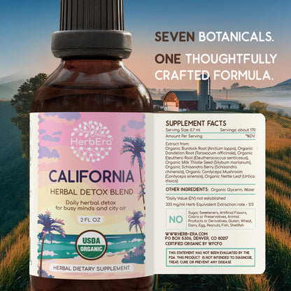HerbEra California Herbal Detox Blend - USDA Organic Extract, Made in USA | Immune & Liver Support Liquid Drops | Burdock, Dandelion Root - dailyvitalstore