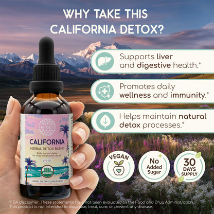 HerbEra California Herbal Detox Blend - USDA Organic Extract, Made in USA | Immune & Liver Support Liquid Drops | Burdock, Dandelion Root - dailyvitalstore