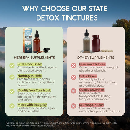 HerbEra California Herbal Detox Blend - USDA Organic Extract, Made in USA | Immune & Liver Support Liquid Drops | Burdock, Dandelion Root - dailyvitalstore