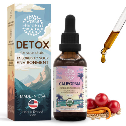 HerbEra California Herbal Detox Blend - USDA Organic Extract, Made in USA | Immune & Liver Support Liquid Drops | Burdock, Dandelion Root - dailyvitalstore