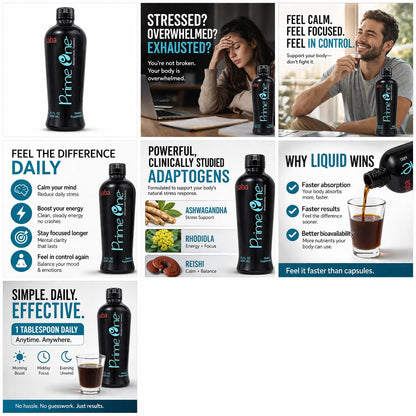 HerbFuse Ashwagandha Liquid Shots – Stress Relief Supplement for Calm Mood & Energy Support – Adaptogen Formula with Rhodiola, Reishi & Ginseng – Fast Absorption – 30 Servings – Saba Prime One - dailyvitalstore