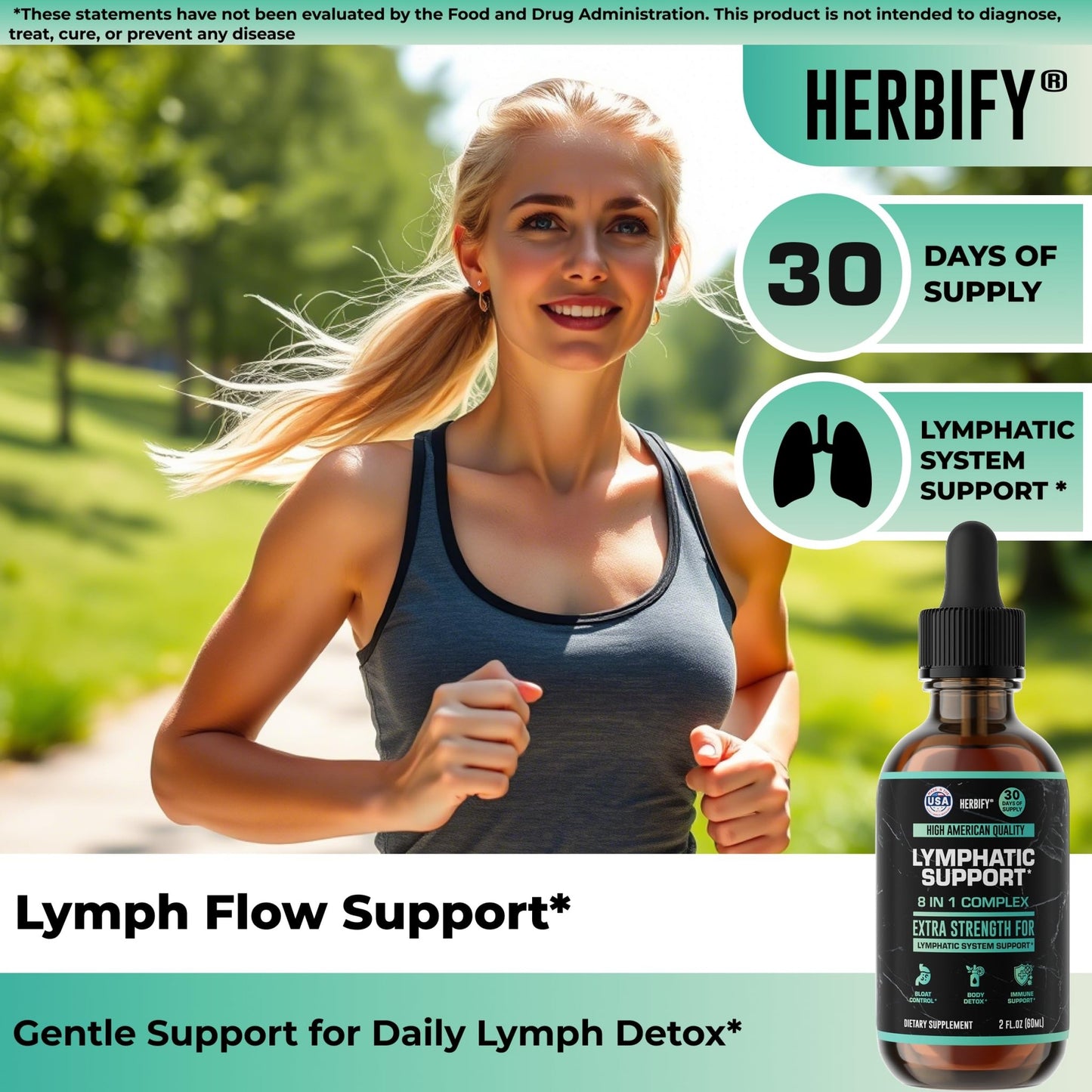 HERBIFY Lymphatic Drainage Drops for Liver Detox & Immune Support - Lymph System Support Drops - Detox Cleanse - 30 Days Supply - 2 Fl Oz Made in USA - dailyvitalstore