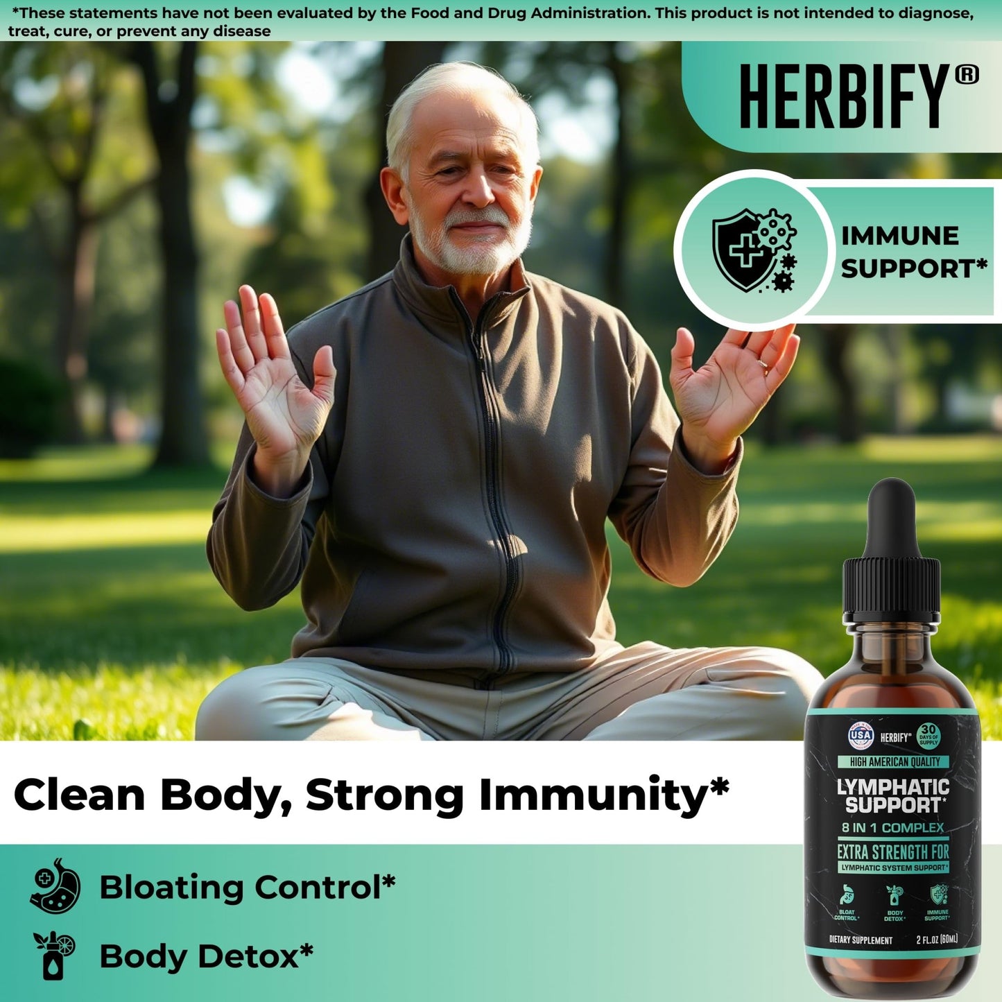 HERBIFY Lymphatic Drainage Drops for Liver Detox & Immune Support - Lymph System Support Drops - Detox Cleanse - 30 Days Supply - 2 Fl Oz Made in USA - dailyvitalstore