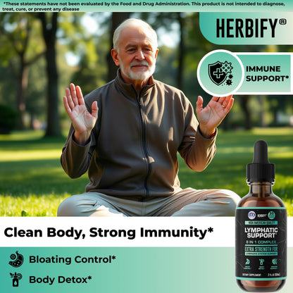 HERBIFY Lymphatic Drainage Drops for Liver Detox & Immune Support - Lymph System Support Drops - Detox Cleanse - 30 Days Supply - 2 Fl Oz Made in USA - dailyvitalstore