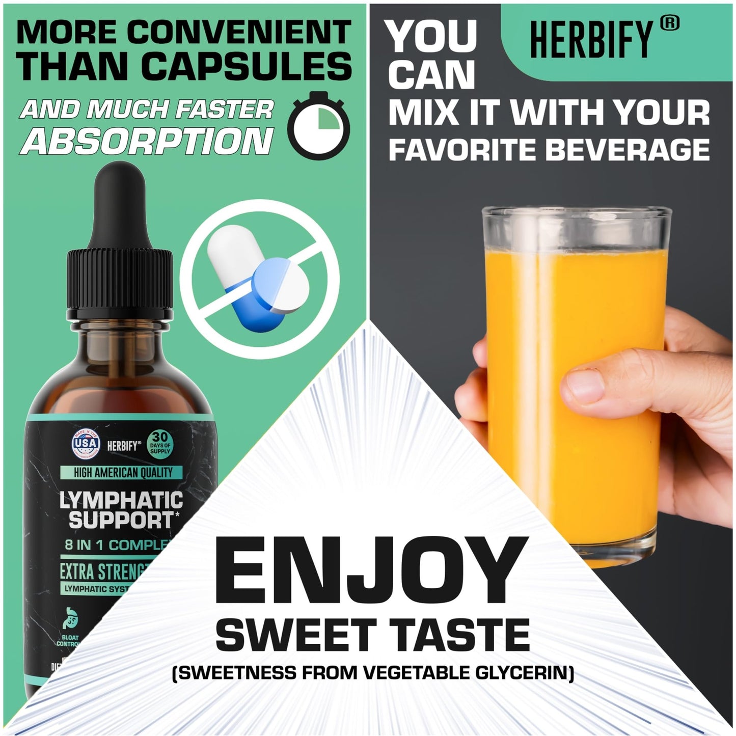 HERBIFY Lymphatic Drainage Drops for Liver Detox & Immune Support - Lymph System Support Drops - Detox Cleanse - 30 Days Supply - 2 Fl Oz Made in USA - dailyvitalstore