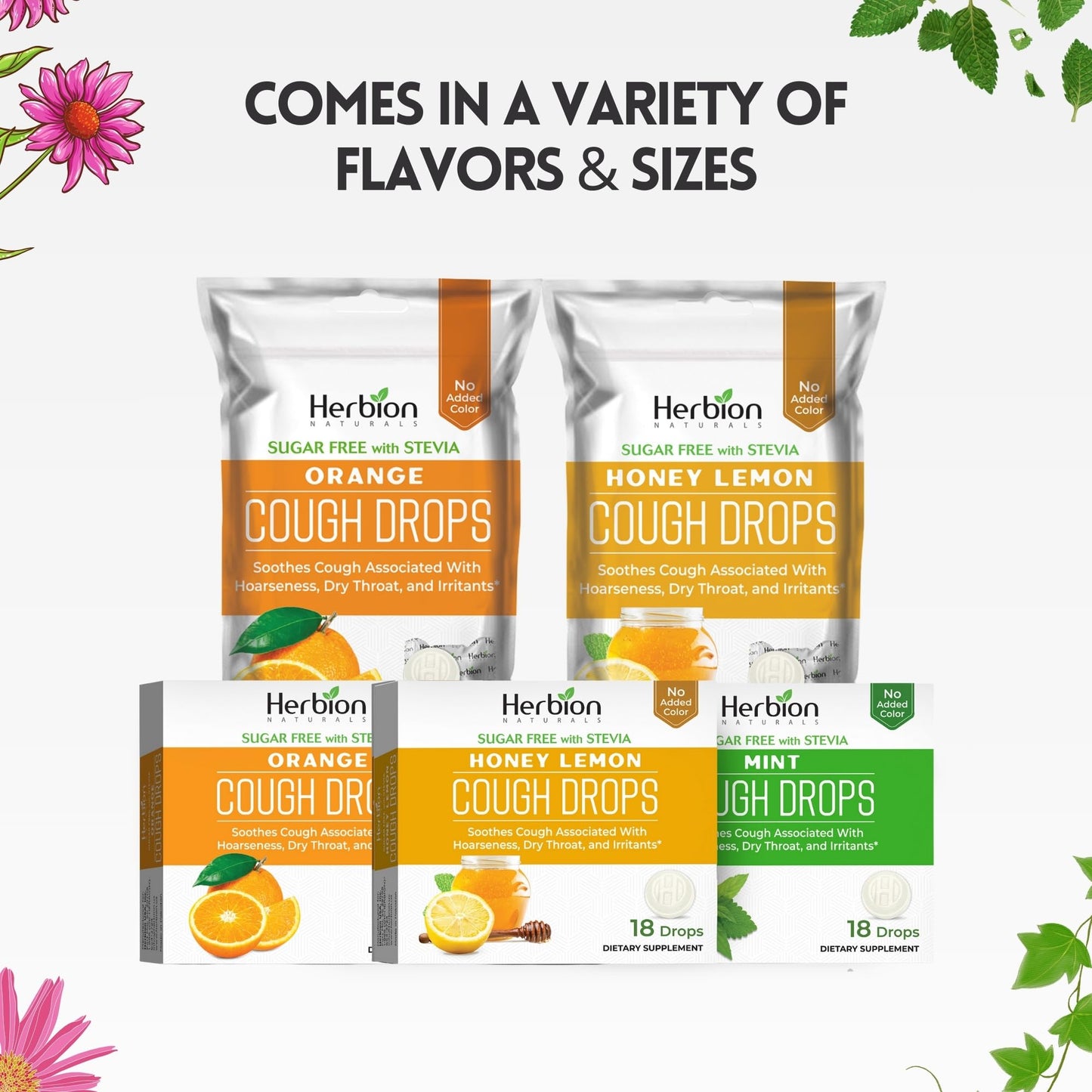 HERBION Naturals Cough Drops with Orange Flavor, Sugar-Free with Stevia, Soothes Cough, for Adults and Children Over 6 Years – Pack of 5(125 Lozenges) - dailyvitalstore