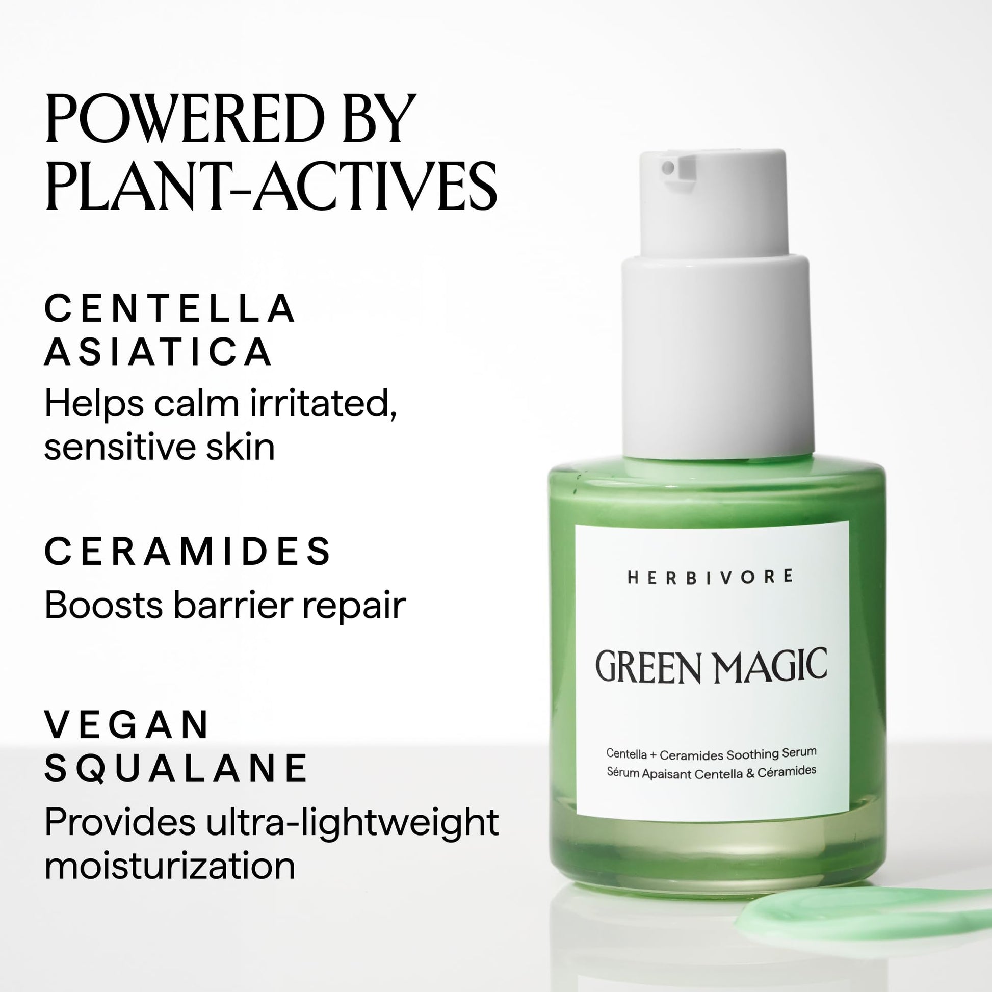 HERBIVORE Green Magic Cica + Ceramides – Fast-acting Redness-Reducing Serum for Sensitive Skin, Plant-based, Vegan, Cruelty-free, 30mL / 1 oz - dailyvitalstore