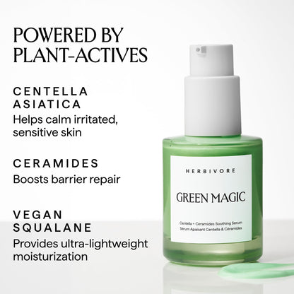 HERBIVORE Green Magic Cica + Ceramides – Fast-acting Redness-Reducing Serum for Sensitive Skin, Plant-based, Vegan, Cruelty-free, 30mL / 1 oz - dailyvitalstore