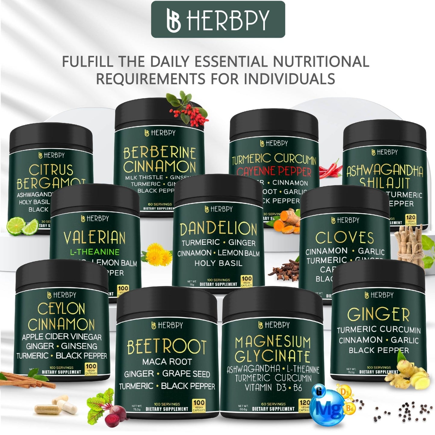 Herbpy 7in1 Clove Supplement Rich in Vitamins & Minerals Supports Digestion, Immune & Heart Health with Cinnamon, Turmeric, Ginger, Cardamom, Garlic & Black Pepper - 100 Vegan Capsules - dailyvitalstore