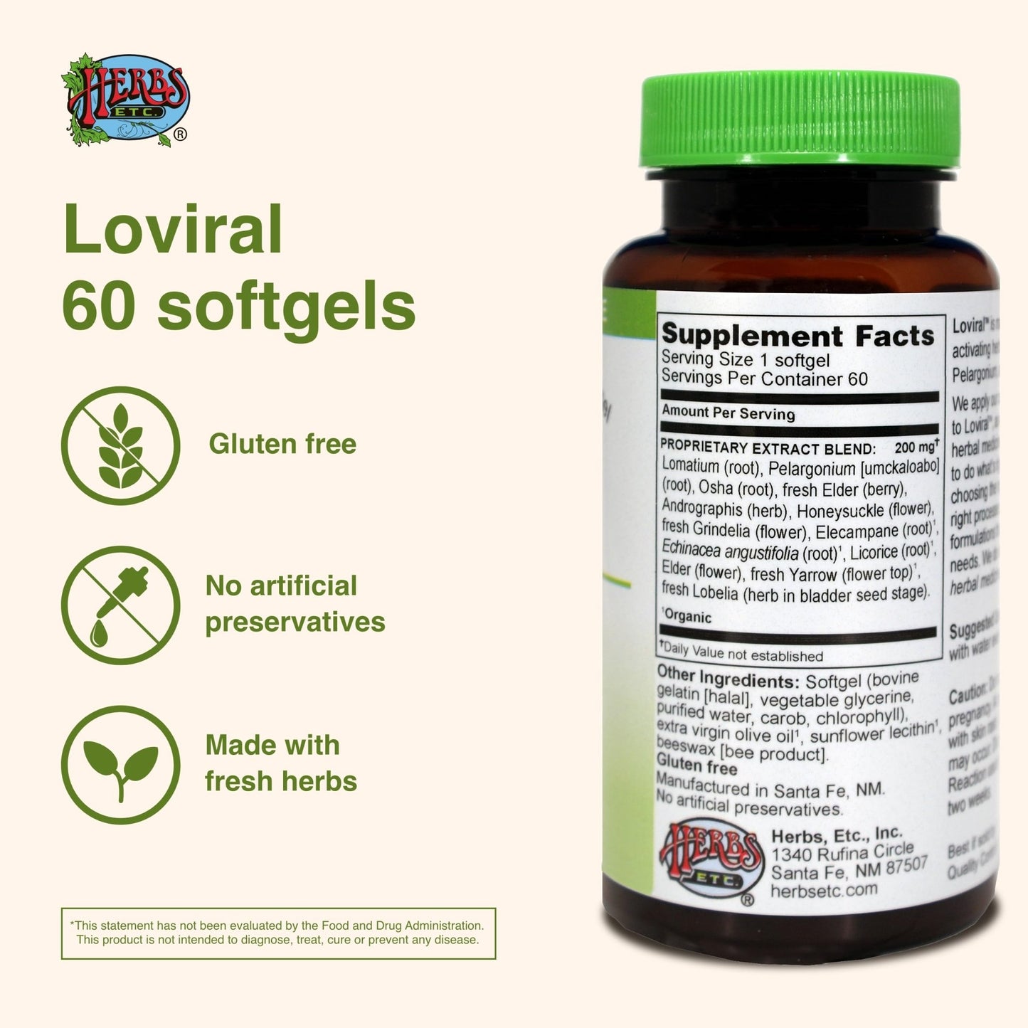 Herbs Etc. Loviral - Lung Health Supplement for Respiratory Defense & Support - Herbal Supplement with Lomatium, Pelargonium & OSHA - Gluten-Free - 60 Softgels (60 Servings) - dailyvitalstore