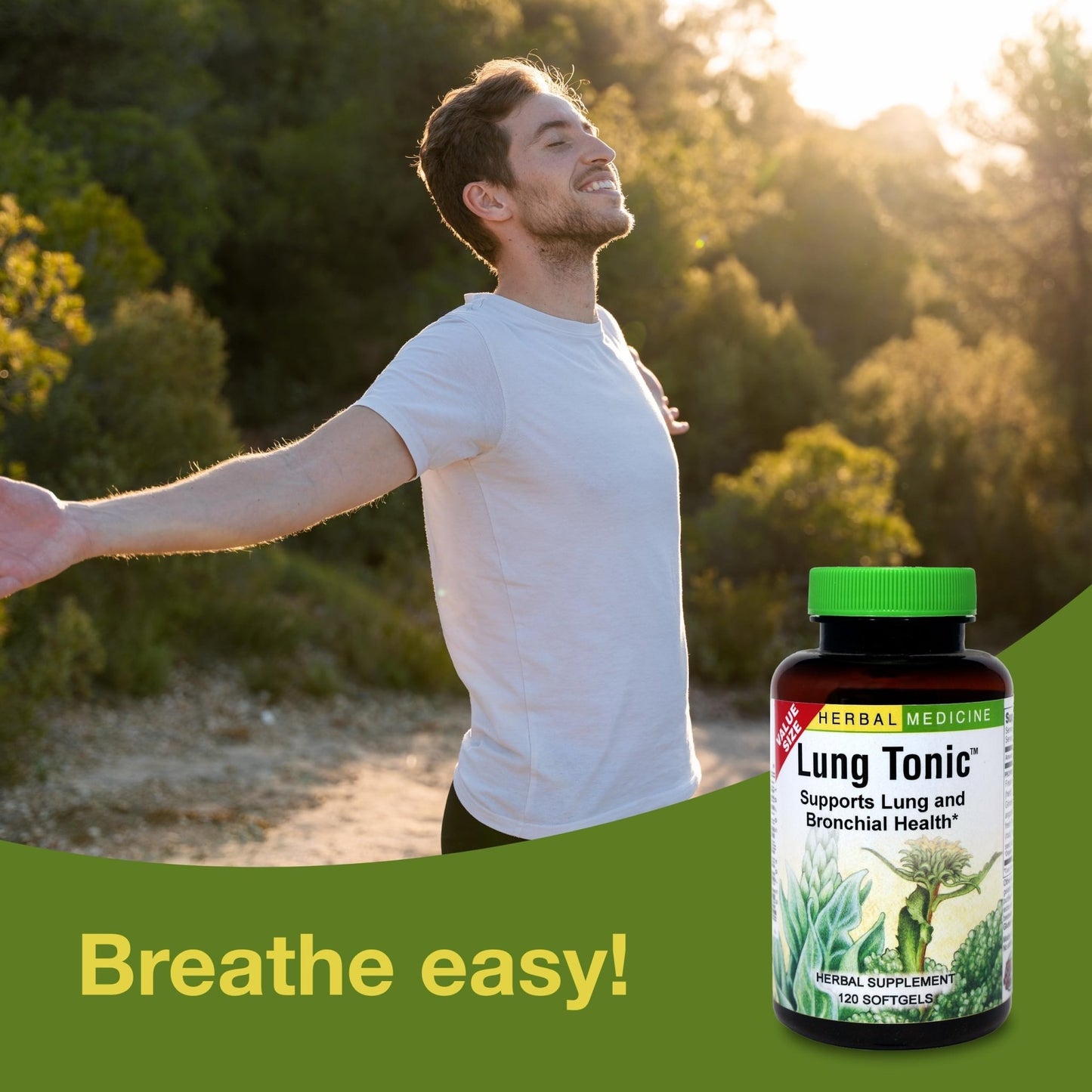 Herbs Etc. Lung Tonic - Lung Supplement for Bronchial Support - Healthy Breathing Support with Mullein, Horehound & Grindelia - 120 Softgels - dailyvitalstore