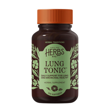 Herbs Etc. Lung Tonic - Lung Supplement for Bronchial Support - Healthy Breathing Support with Mullein, Horehound & Grindelia - 120 Softgels - dailyvitalstore