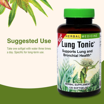 Herbs Etc. Lung Tonic - Lung Supplement for Bronchial Support - Healthy Breathing Support with Mullein, Horehound & Grindelia - 120 Softgels - dailyvitalstore