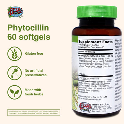 Herbs Etc. Phytocillin - Respiratory & Digestive Health Support Supplement - Herbal Formula to Support Digestion - Support Healthy Breathing - 60 Softgels (60 Servings) - dailyvitalstore