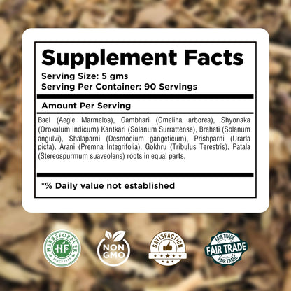 Herbsforever Dashmula Cut and Sifted (Coarse/Kawth) Herbs for Tea - Joint Comfort, Vata Calming, Female Postpartum Cycle & Wellness, Ten Authentic Ayurvedic Roots, Non GMO, Vegan 454g,1 lbs,Dashmool - dailyvitalstore