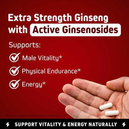 Herbtonics Korean Red Panax Ginseng 1500mg - Energy Supplement for Peak Performance, Focus & Vitality - High Potency Ginseng Root Extract - 240 Vegan Capsules - dailyvitalstore