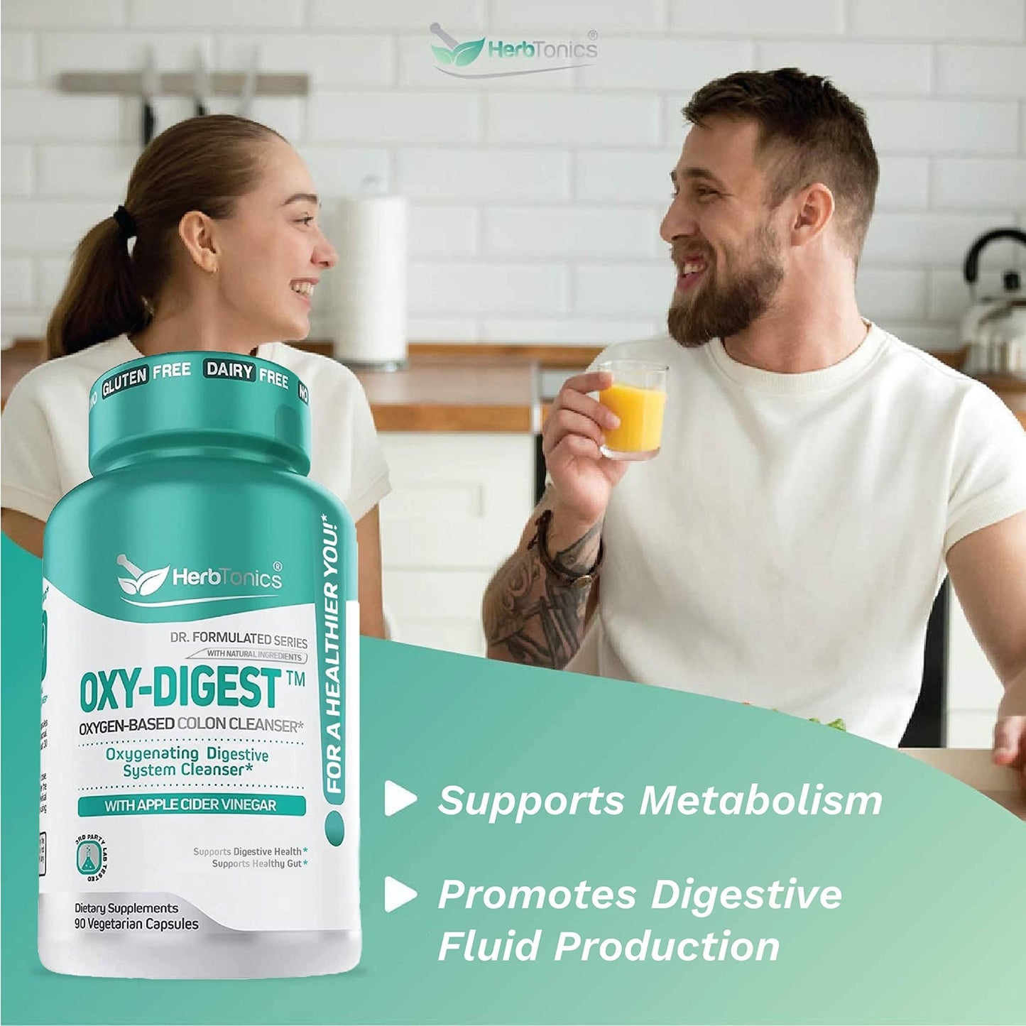 Herbtonics Oxygen Based Colon Cleanse and Detox Digestive System Formula | with Apple Cider Vinegar | Colon Cleanser Pills for Adults - dailyvitalstore