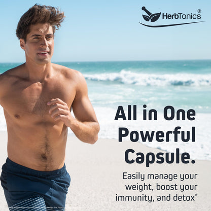 Herbtonics Sea Moss, Black Cumin Seed, Ashwagandha, Burdock Root & ACV Complex | Manage Immunity, Stress & Digestion Support | 60 Capsules (2 Capsules Per Serving) - dailyvitalstore