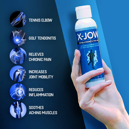 HerbX X-Jow Extra Strength Pain Relief Gel 4 oz - Herbal Massage Gel for Massage Therapy and Sports - Pain Terminator Cream for Muscles, Shoulders, and Joints Inflammation, Soreness and Discomfort - dailyvitalstore