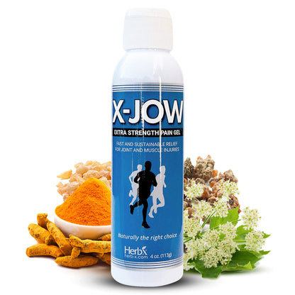 HerbX X-Jow Extra Strength Pain Relief Gel 4 oz - Herbal Massage Gel for Massage Therapy and Sports - Pain Terminator Cream for Muscles, Shoulders, and Joints Inflammation, Soreness and Discomfort - dailyvitalstore