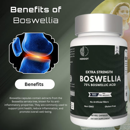 Heroot Boost Joint Mobility with 75% Extra Strength Boswellia Serrata Extract, 120 Capsules - dailyvitalstore