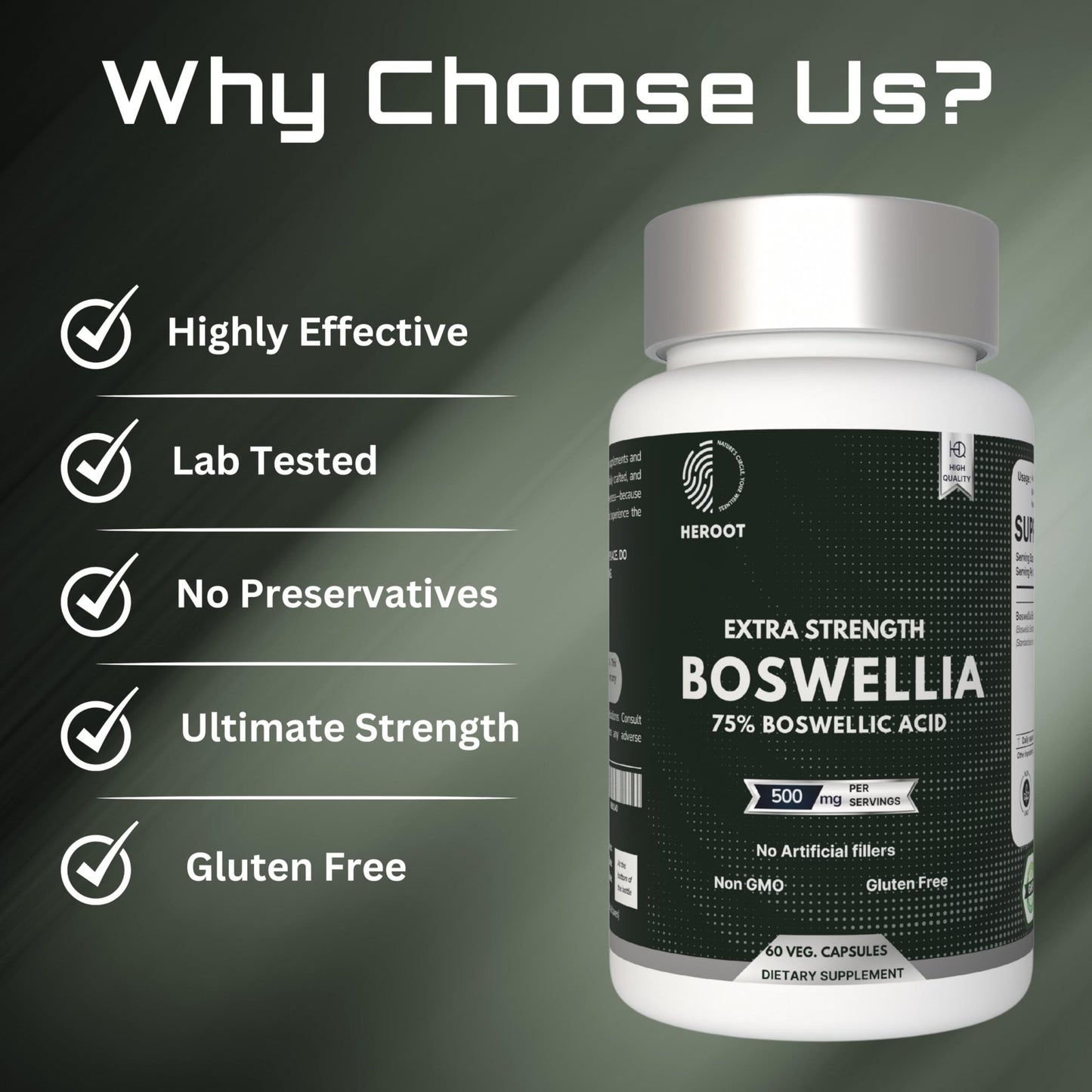 Heroot Boost Joint Mobility with 75% Extra Strength Boswellia Serrata Extract, 120 Capsules - dailyvitalstore