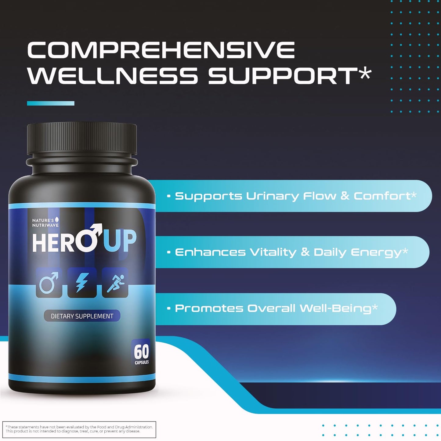 HeroUP - Natural Wellness Supplement with Plant-Based Ingredients – Non-GMO, Stimulant-Free | Made in the USA, GMP-Certified | 60 Capsules, 6 Month Suppy - dailyvitalstore