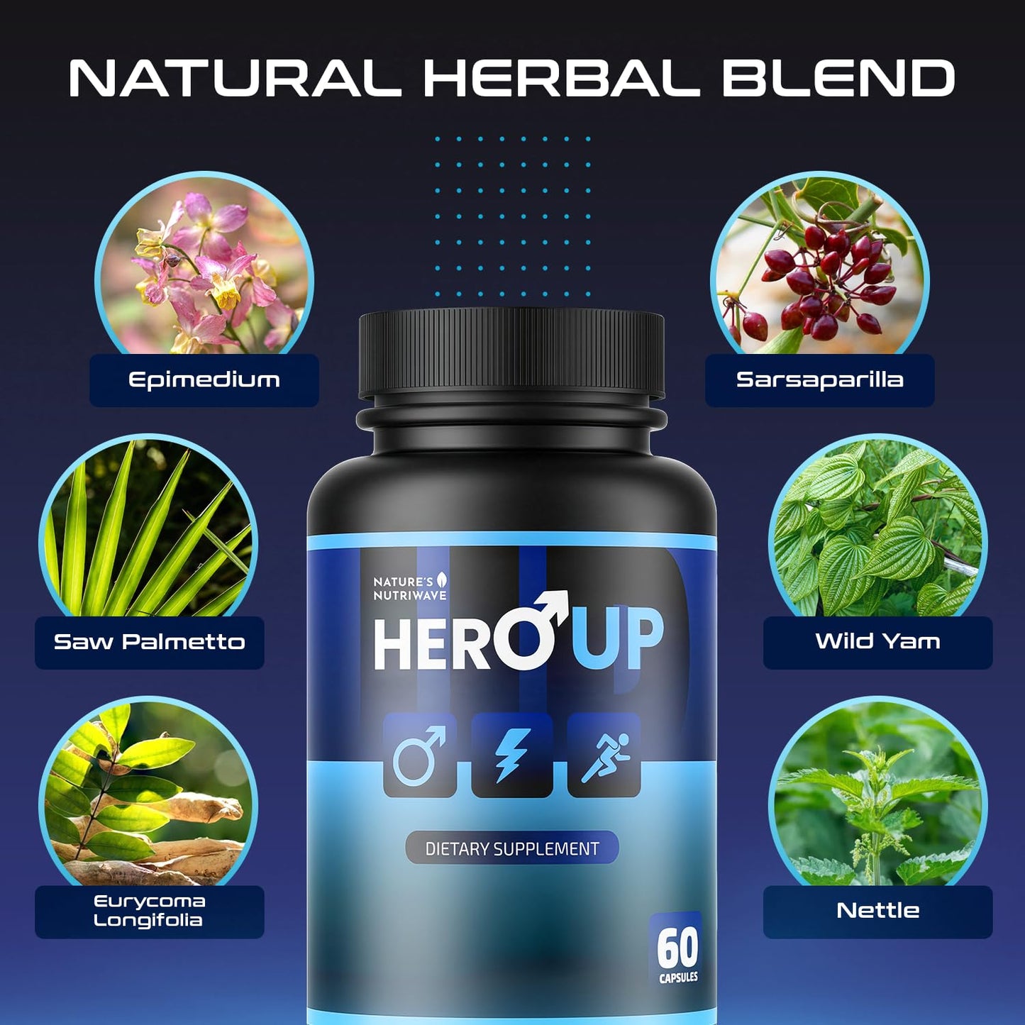 HeroUP - Natural Wellness Supplement with Plant-Based Ingredients – Non-GMO, Stimulant-Free | Made in the USA, GMP-Certified | 60 Capsules, 6 Month Suppy - dailyvitalstore