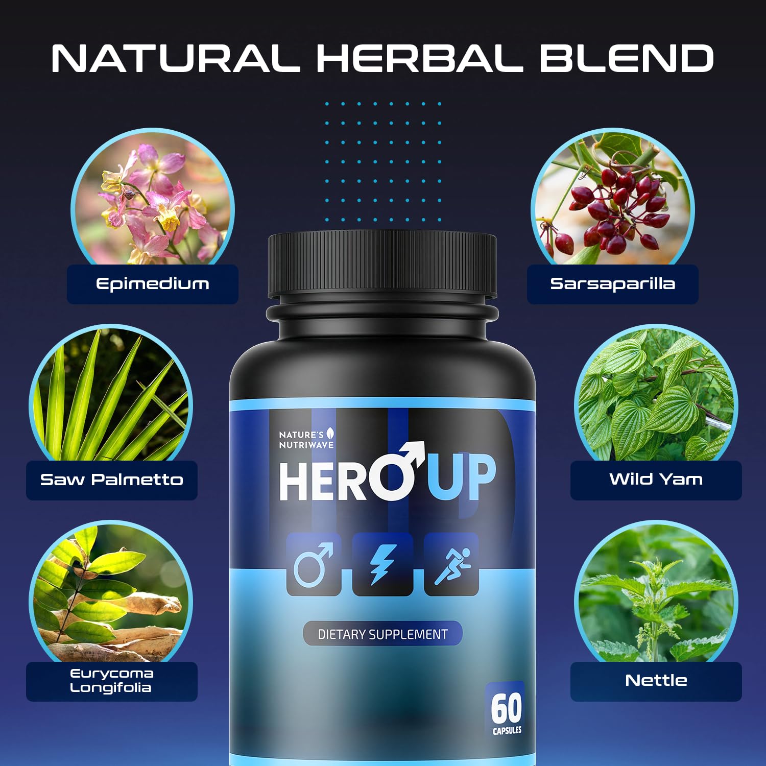 HeroUP - Natural Wellness Supplement with Plant-Based Ingredients – Non-GMO, Stimulant-Free | Made in the USA, GMP-Certified | 60 Capsules, 6 Month Suppy - dailyvitalstore