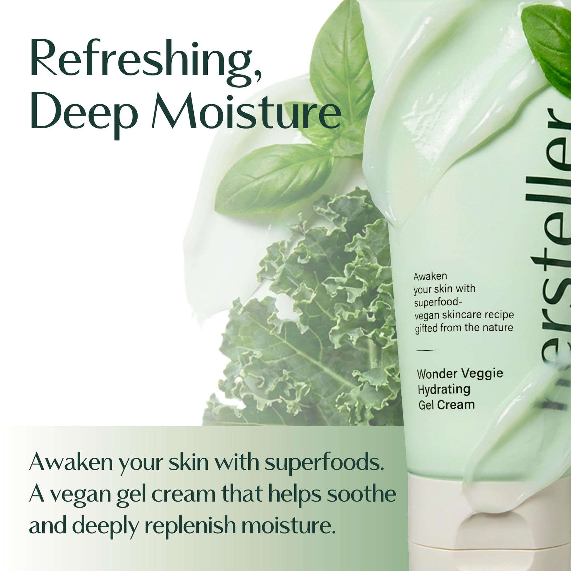 Hersteller Wonder Veggie Hydrating Gel Cream, Vegan K-Beauty Face Moisturizer with 72% Kale Extract, Lightweight Non-Sticky 24H Hydration for Sensitive Skin, Value Size, 2.7 fl oz / 80ml - dailyvitalstore