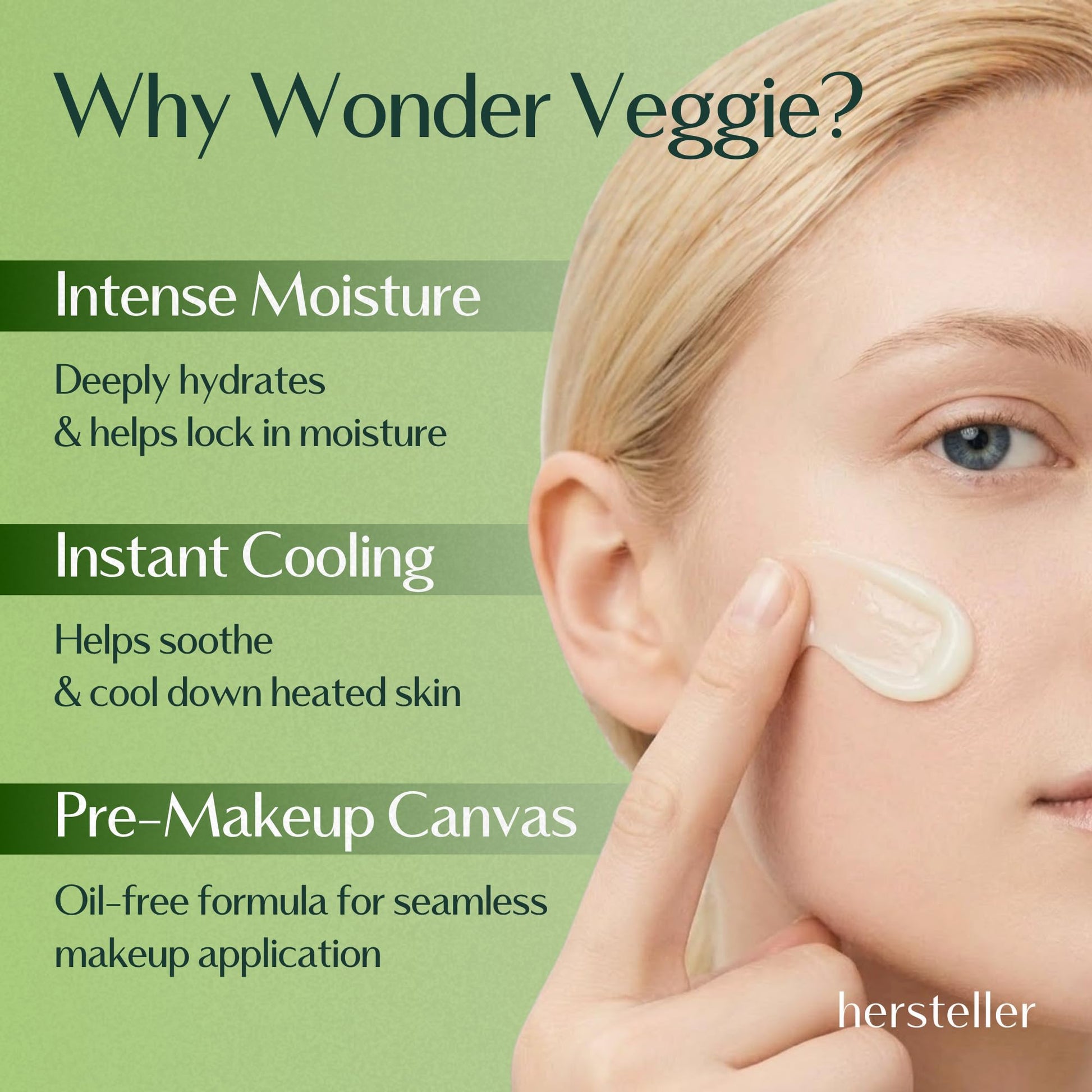 Hersteller Wonder Veggie Hydrating Gel Cream, Vegan K-Beauty Face Moisturizer with 72% Kale Extract, Lightweight Non-Sticky 24H Hydration for Sensitive Skin, Value Size, 2.7 fl oz / 80ml - dailyvitalstore