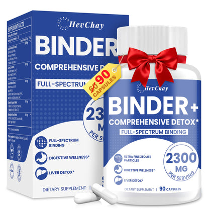HevChay 2300 MG Detox Binder Supplement – All-in-1 Detox Binder, Activated Charcoal, Zeolite, Bentonite Clay – Liver & Gut Detox Cleanse, Toxin Flush, Digestive - dailyvitalstore
