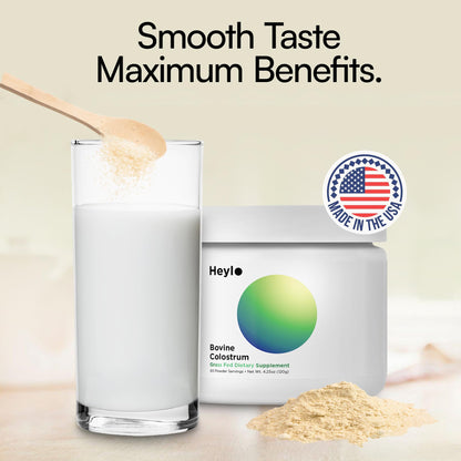 Heylo Premium Colostrum Powder – 100% Pure, Grass-Fed Bovine 40% IgG Supplement, Natural Gut Health Bloating Immunity Skin & Hair, Muscle Recovery, Rich in Immunoglobulins, 60 Servings - dailyvitalstore