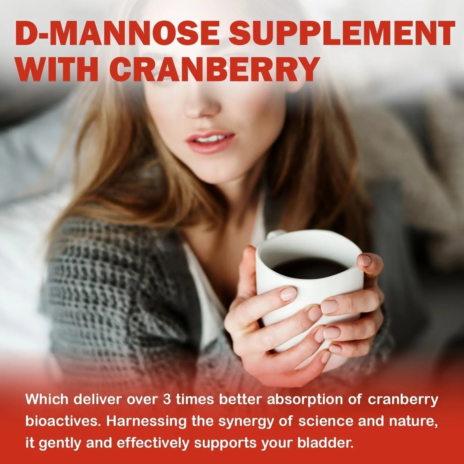 HFELIZ D Mannose with Cranberry Gummies, D-Mannose Supplements 1300mg for Women, Support Natural Urinary Tract & Bladder Health, Sugar-Free, 60 Count - dailyvitalstore