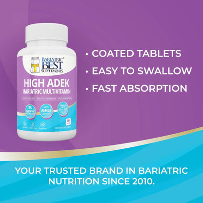 High A D E K Bariatric Multivitamin for Post DS/SADI Surgery, 25 Essential Nutrients for Post-Weight Loss Surgery, 60 Tablets - dailyvitalstore
