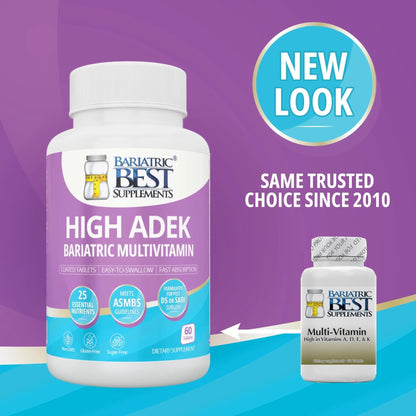 High A D E K Bariatric Multivitamin for Post DS/SADI Surgery, 25 Essential Nutrients for Post-Weight Loss Surgery, 60 Tablets - dailyvitalstore
