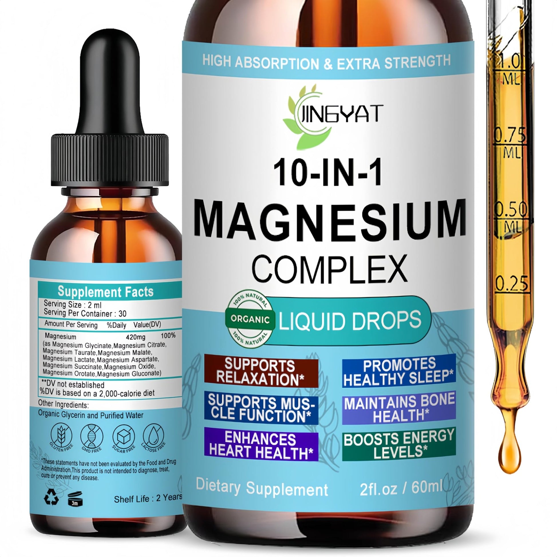 High Absorption Magnesium Complex Drops | 10-in-1 Liquid Magnesium Complex for Women & Men with Glycinate,Citrate,Taurate | for Stress Relief,Sleep,Heart Health | Vegan,Non-GMO,Fast-Acting Formula - dailyvitalstore
