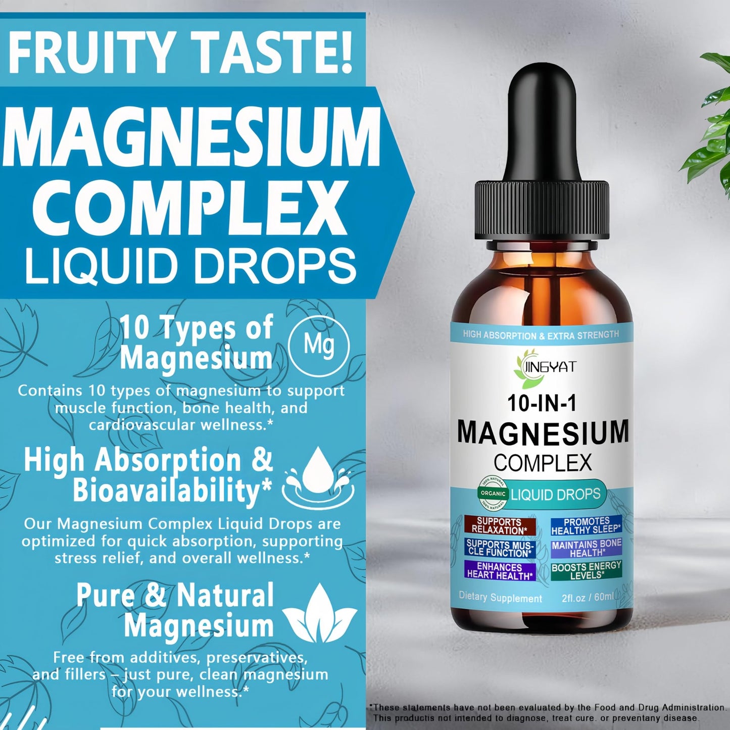 High Absorption Magnesium Complex Drops | 10-in-1 Liquid Magnesium Complex for Women & Men with Glycinate,Citrate,Taurate | for Stress Relief,Sleep,Heart Health | Vegan,Non-GMO,Fast-Acting Formula - dailyvitalstore