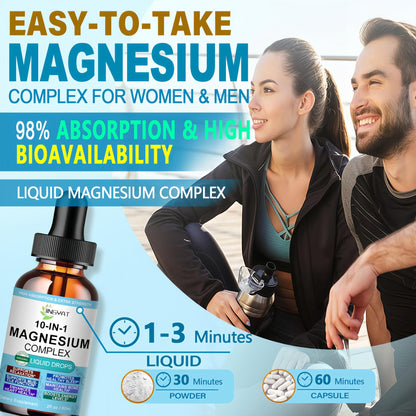 High Absorption Magnesium Complex Drops | 10-in-1 Liquid Magnesium Complex for Women & Men with Glycinate,Citrate,Taurate | for Stress Relief,Sleep,Heart Health | Vegan,Non-GMO,Fast-Acting Formula - dailyvitalstore