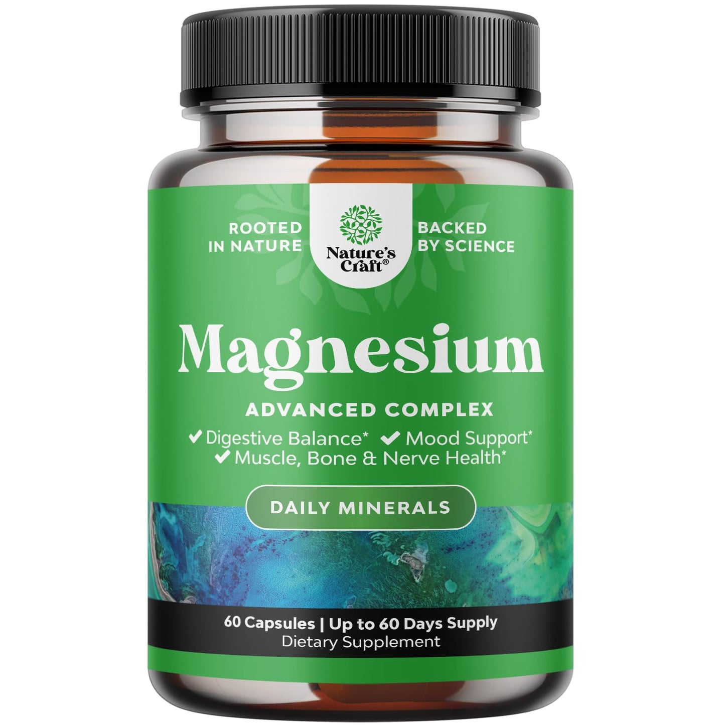 High Absorption Magnesium Complex Supplement - Magnesium Oxide 500mg with Citrate 500mg for Sleep and Mood Support - Pure Citrate per Serving for Muscle Stomach and Digestion - 60 Count - dailyvitalstore
