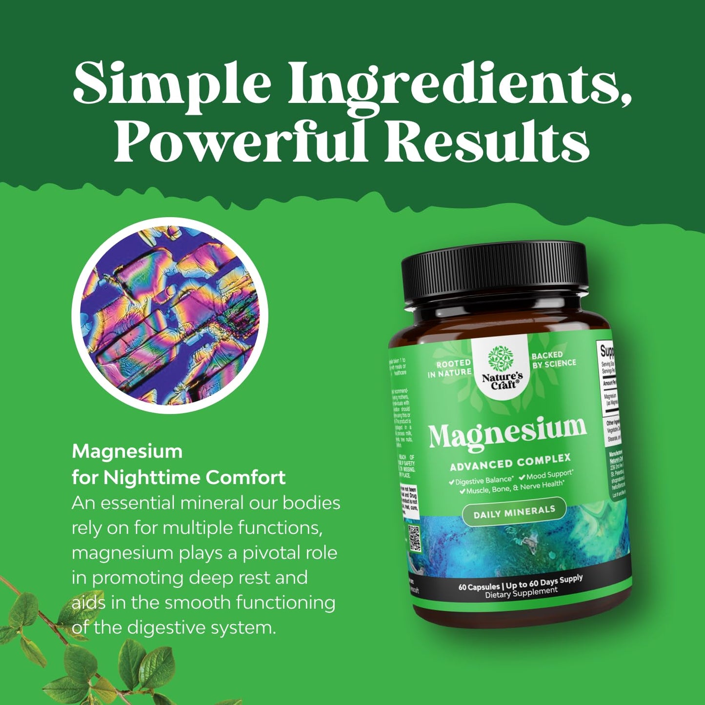 High Absorption Magnesium Complex Supplement - Magnesium Oxide 500mg with Citrate 500mg for Sleep and Mood Support - Pure Citrate per Serving for Muscle Stomach and Digestion - 60 Count - dailyvitalstore