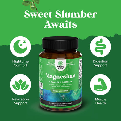 High Absorption Magnesium Complex Supplement - Magnesium Oxide 500mg with Citrate 500mg for Sleep and Mood Support - Pure Citrate per Serving for Muscle Stomach and Digestion - 60 Count - dailyvitalstore